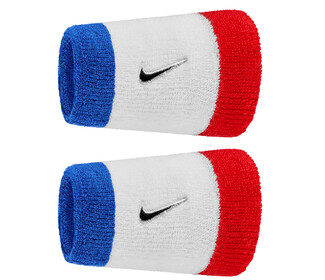 Nike Swoosh Classic Doublewide Wristbands (2x) (Red/White/Blue)